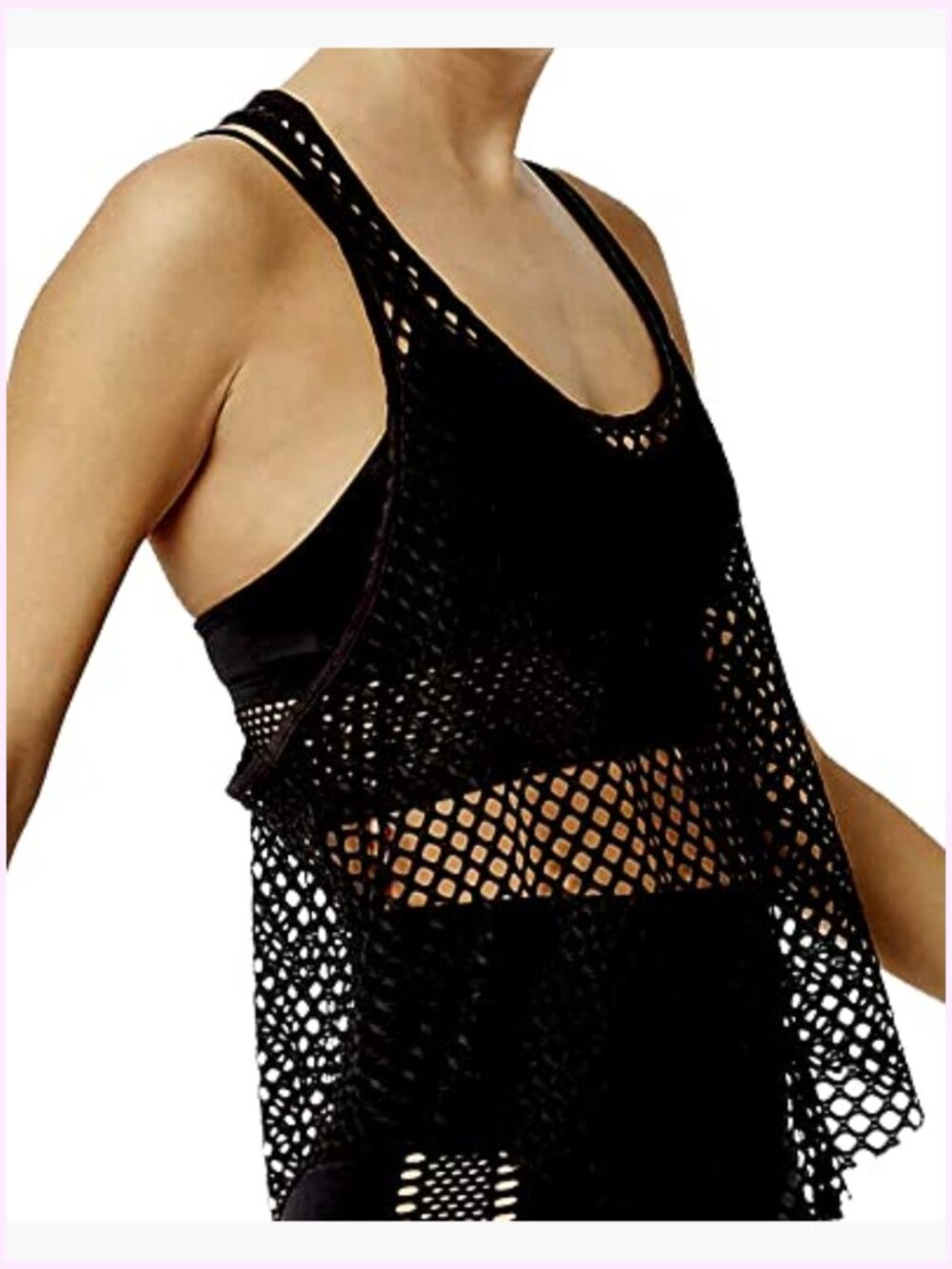 Fishnet Tank Top Mesh See Through Scoop Neck Sleeveless Going Out Top - Picture 2 of 7